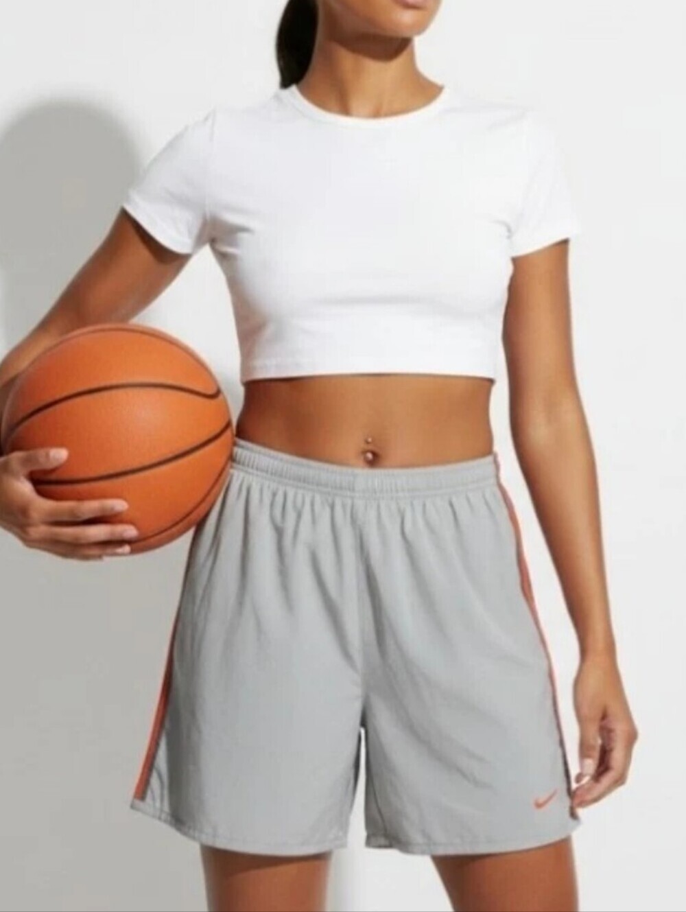 Nike Dri Fit Shorts XL Gusset Gray Orange Stripe Basketball Shorts Dri-Fit